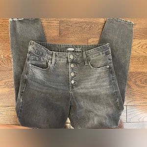 High Rise Power Straight Black Jeans